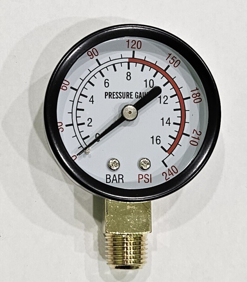 Манометр 1/4 12Bar RV выход вниз для воздушного компрессора от компании  ГАЗОНОКОСИЛЬЩИК купить в городе Ярославль